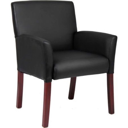 BOSS OFFICE PRODUCTS Boss Reception Guest Chair with Arms - Vinyl - Black B619